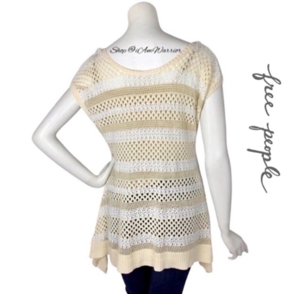 Free People striped open weave asymmetrical sweater *shop@iamwarrior - Picture 3 of 9